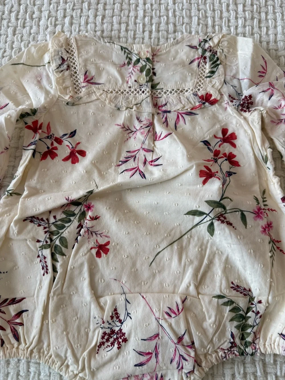 Old Navy Cream Floral Long-Sleeve Baby Romper